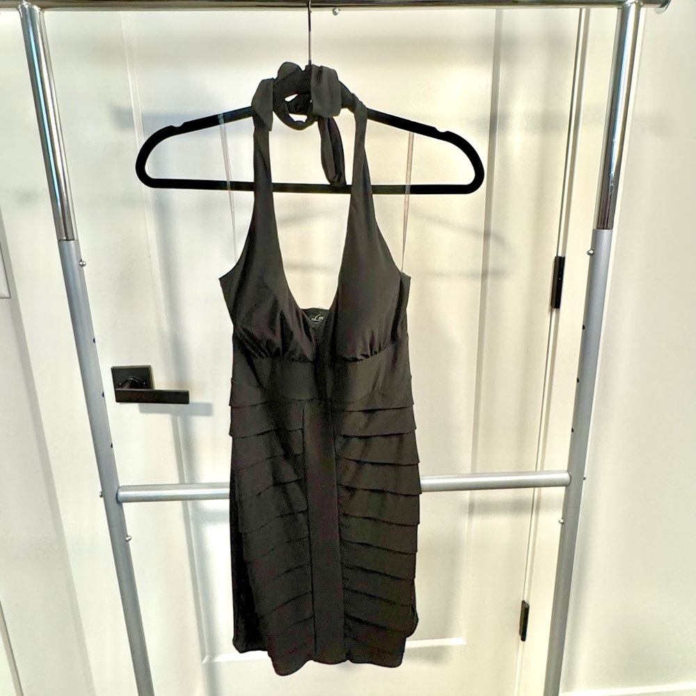 Love Reign Black Backless Halter Dress